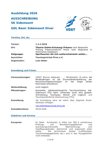 SK Sidemount  GDL Basic Sidemount Diver